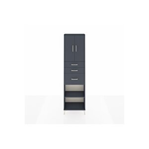 Arges Dolap 3 Raflı 3 Çekmeceli 2 Kapaklı 60x30x221 Antrasit-antrasit