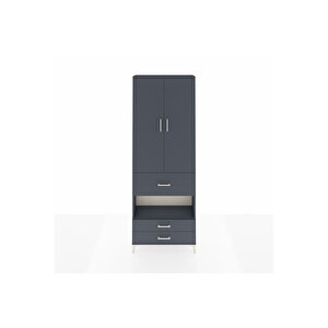 Arges Dolap 5 Raflı 3 Çekmeceli 2 Kapaklı 88x30x243 Antrasit-antrasit