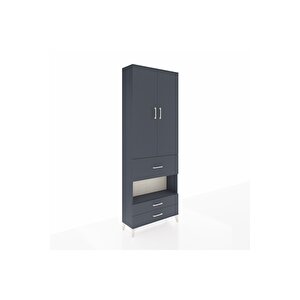 Arges Dolap 5 Raflı 3 Çekmeceli 2 Kapaklı 88x30x243 Antrasit-antrasit