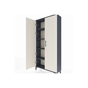 Arges Dolap 4 Raflı 2 Kapaklı 88x30x182 Antrasit-aytaşı