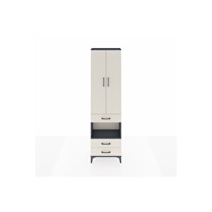 Arges Dolap 4 Raflı 3 Çekmeceli 2 Kapaklı 60x30x221 Antrasit-aytaşı