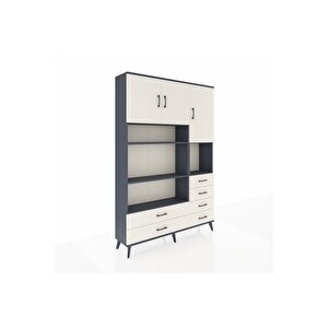 Arges Gardrop 9 Raflı 6 Çekmeceli 3 Kapaklı 132x30x195 Antrasit-aytaşı