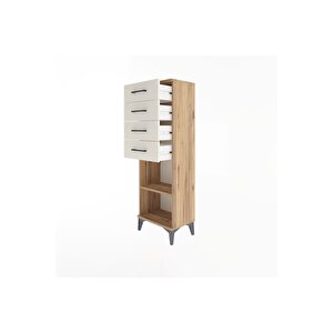 Arges Dolap Tek Raflı 4 Çekmeceli 44x30x134 Çam-aytaşı