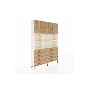 Arges Gardrop 8 Raflı 8 Çekmeceli 3 Kapaklı 132x30x195 Aytaşı-çam