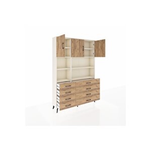 Arges Gardrop 8 Raflı 8 Çekmeceli 3 Kapaklı 132x30x195 Aytaşı-çam