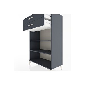 Hyperion Dolap 2 Raflı 2 Çekmeceli 88x44x134 Antrasit-antrasit
