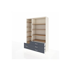 Hyperion Dolap 9 Raflı 4 Çekmeceli  132x44x195 Aytaşı-çam/antrasit