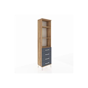 Arges Dolap 3 Raflı 4 Çekmeceli 44x30x182 Çam-antrasit