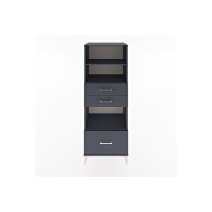 Hyperion Dolap 3 Raflı 3 Çekmeceli 60x44x163 Antrasit-antrasit