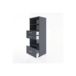 Hyperion Dolap 3 Raflı 3 Çekmeceli 60x44x163 Antrasit-antrasit
