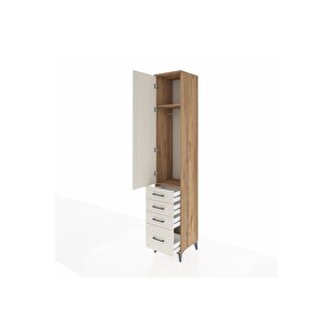 Hyperion Dolap 2 Raflı 4 Çekmeceli Tek Askılı 44x44x243 Çam-aytaşı