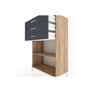Hyperion Dolap Tek Raflı 3 Çekmeceli 88x44x134 Çam-antrasit