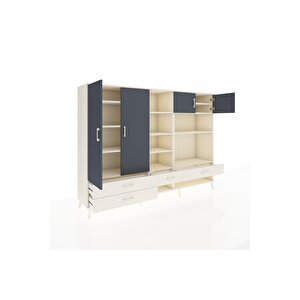 Hyperion Dolap 12 Raflı 4 Çekmeceli 4 Kapaklı 220x44x163 Aytaşı-antrasit/aytaşı