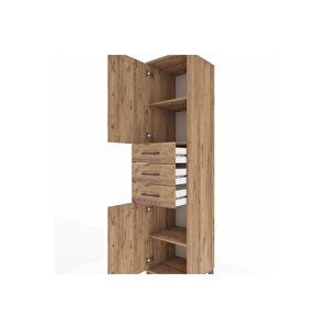 Hyperion Dolap 3 Raflı 3 Çekmeceli 2 Kapaklı 44x44x195 Çam-çam