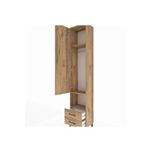 Arges Dolap 3 Raflı 2 Çekmeceli Tek Askılı 44x30x221 Çam-çam