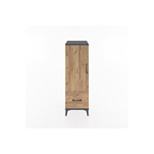 Hyperion Dolap Tek Raflı Tek Çekmeceli Tek Askılı 44x44x134 Antrasit-çam
