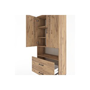 Hyperion Dolap 4 Raflı 2 Çekmeceli 2 Kapaklı 88x44x195 Çam-çam