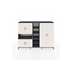 Hyperion Dolap 13 Raflı 6 Kapaklı 220x44x163 Antrasit-aytaşı/antrasit