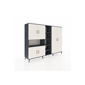 Hyperion Dolap 13 Raflı 6 Kapaklı 220x44x163 Antrasit-aytaşı/antrasit