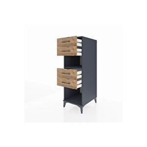 Kronos Dolap Tek Raflı 4 Çekmeceli 44x59x134 Antrasit-çam