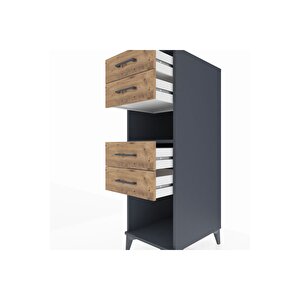 Kronos Dolap Tek Raflı 4 Çekmeceli 44x59x134 Antrasit-çam