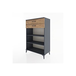 Hyperion Dolap 2 Raflı 2 Çekmeceli 88x44x134 Antrasit-çam