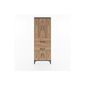 Arges Dolap 3 Raflı 2 Çekmeceli 4 Kapaklı 60x30x163 Antrasit-çam