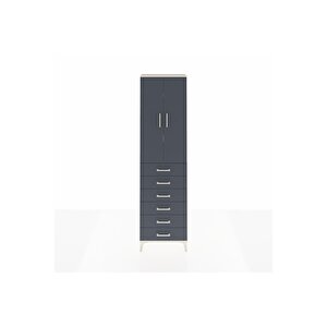 Arges Dolap 3 Raflı 6 Çekmeceli 2 Kapaklı 60x30x221 Aytaşı-antrasit