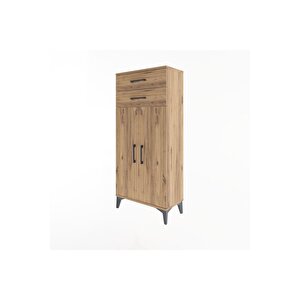 Arges Dolap 2 Raflı 2 Çekmeceli 2 Kapaklı 60x30x134 Çam-çam