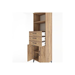 Hyperion Dolap 3 Raflı 3 Çekmeceli 2 Kapaklı 60x44x195 Çam-çam