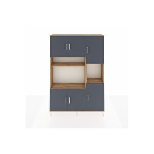 Arges Dolap 9 Raflı 6 Kapaklı 132x30x195 Çam-antrasit/çam