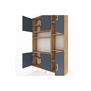 Arges Dolap 9 Raflı 6 Kapaklı 132x30x195 Çam-antrasit/çam