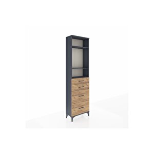 Arges Dolap 3 Raflı 4 Çekmeceli 60x30x221 Antrasit-çam