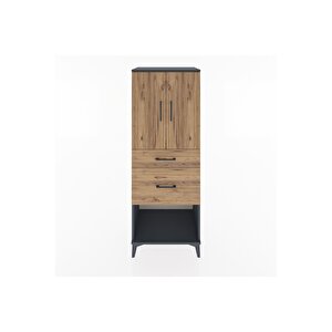 Hyperion Dolap 3 Raflı 2 Çekmeceli 2 Kapaklı 60x44x163 Antrasit-çam