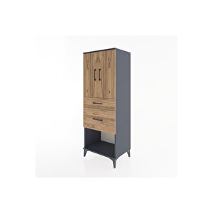 Hyperion Dolap 3 Raflı 2 Çekmeceli 2 Kapaklı 60x44x163 Antrasit-çam