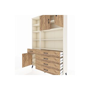 Arges Gardrop 9 Raflı 5 Çekmeceli 3 Kapaklı 132x30x195 Aytaşı-çam