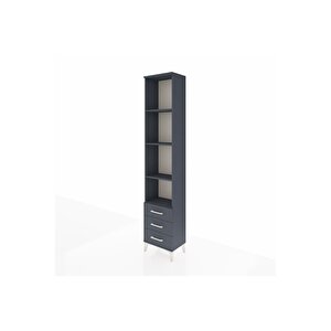 Arges Dolap 4 Raflı 3 Çekmeceli 44x30x221 Antrasit-antrasit