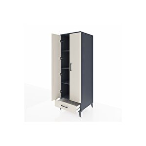 Kronos Dolap 4 Raflı Tek Çekmeceli 2 Kapaklı 60x59x182 Antrasit-aytaşı