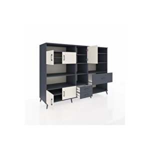 Kronos Dolap 13 Raflı 3 Çekmeceli 5 Kapaklı 220x59x163 Antrasit-aytaşı/antrasit