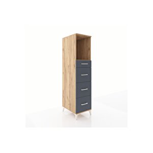 Kronos Dolap Tek Raflı 4 Çekmeceli 44x59x182 Çam-antrasit