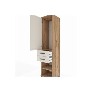 Hyperion Dolap Tek Raflı 2 Çekmeceli Tek Askılı 44x44x195 Çam-aytaşı