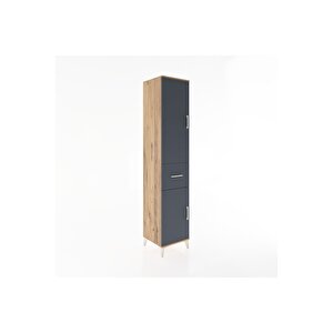 Hyperion Dolap 3 Raflı Tek Çekmeceli Tek Askılı 44x44x221 Çam-antrasit