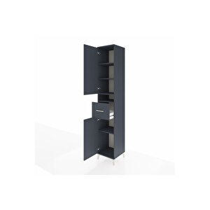 Hyperion Dolap 5 Raflı Tek Çekmeceli 2 Kapaklı 44x44x243 Antrasit-antrasit