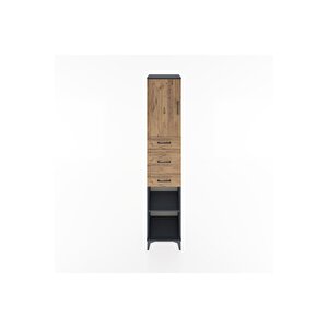 Hyperion Dolap 3 Raflı 3 Çekmeceli Tek Kapaklı 44x44x221 Antrasit-çam