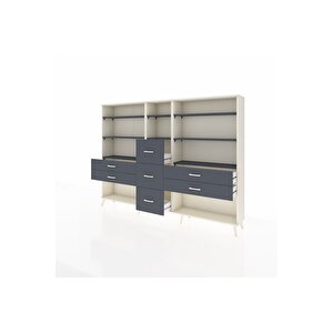 Arges Dolap 8 Raflı 7 Çekmeceli  220x30x163 Aytaşı-antrasit