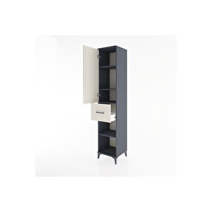Hyperion Dolap 4 Raflı Tek Çekmeceli Tek Kapaklı 44x44x221 Antrasit-aytaşı