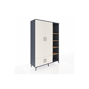 Hyperion Dolap 6 Raflı 4 Kapaklı Tek Askılı 132x44x195 Antrasit-aytaşı/çam