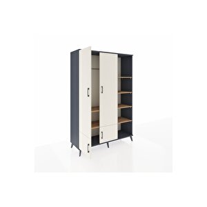 Hyperion Dolap 6 Raflı 4 Kapaklı Tek Askılı 132x44x195 Antrasit-aytaşı/çam