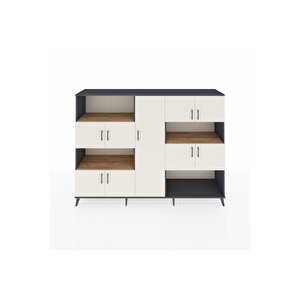 Hyperion Dolap 10 Raflı 9 Kapaklı 220x44x163 Antrasit-aytaşı/çam