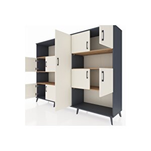 Hyperion Dolap 10 Raflı 9 Kapaklı 220x44x163 Antrasit-aytaşı/çam